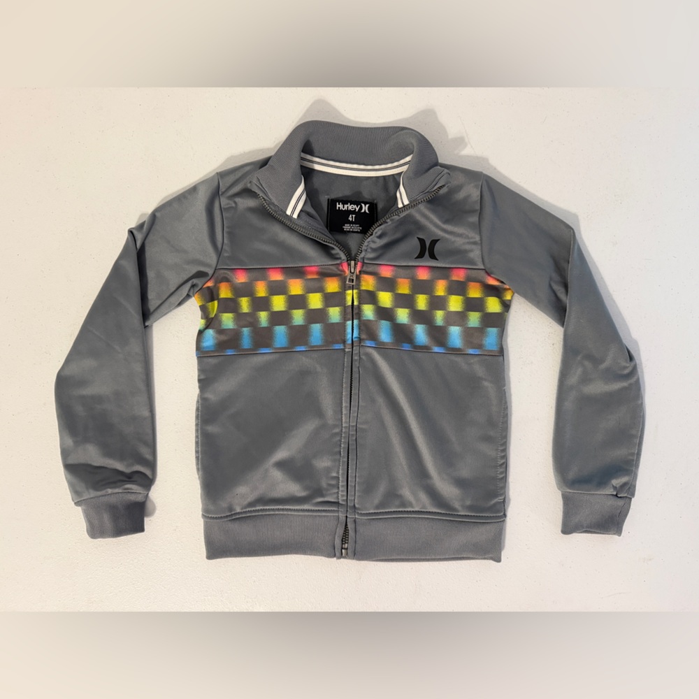 Hurley Boy's Track Jogging Zip Up Sweater Jacket Toddler Grey Size 4T One Piece